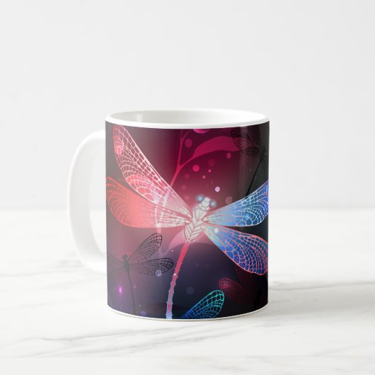 Mug libellule rouge brillante (Devant gauche)