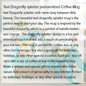 Mug Libellule sarcelle éclaboussure personnalisée