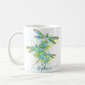 Mug Libellule sarcelle personnalisée éclaboussure (Gauche)