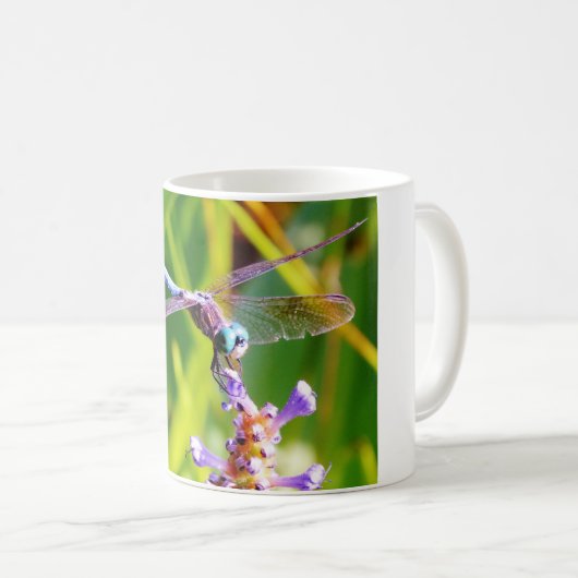 Mug libellule turquoise et violette (Devant droit)