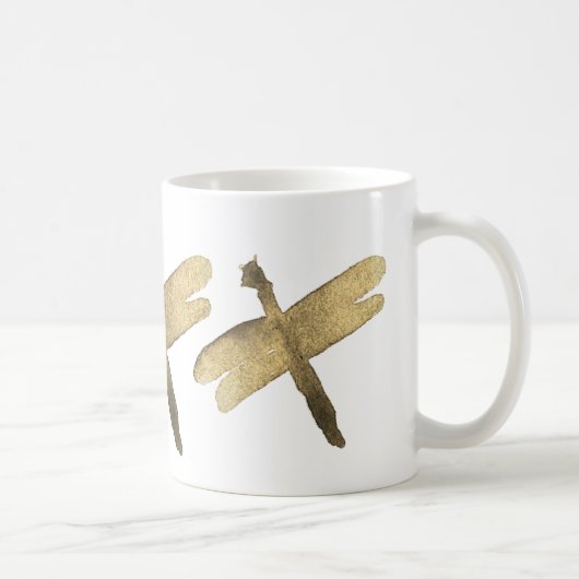 Mug Libellules d'aquarelle d'or (Droite)