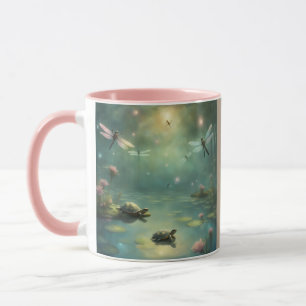 Mug Libellules et tortues fantaisistes sur un étang