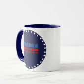 Mug Libéral idiot. Les chèques de règlement sont pour (Devant gauche)
