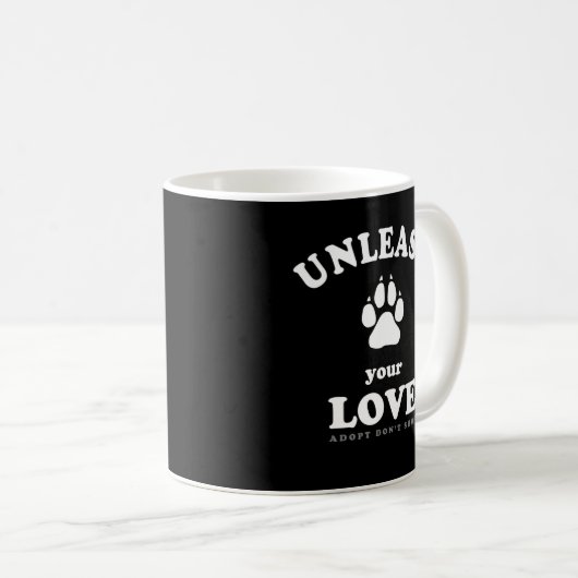 Mug Libérez votre amour | Devis d'adoption de chien (Devant droit)