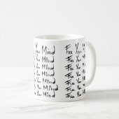 Mug LIBÉREZ VOTRE ESPRIT ! Citation calligraphie motiv (Devant droit)