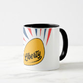 Mug Liberté avec rayons radiants Conception pour 4 jui (Devant droit)