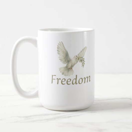 Mug liberté, liberté, paix, colombe, colombe blanche, (Gauche)
