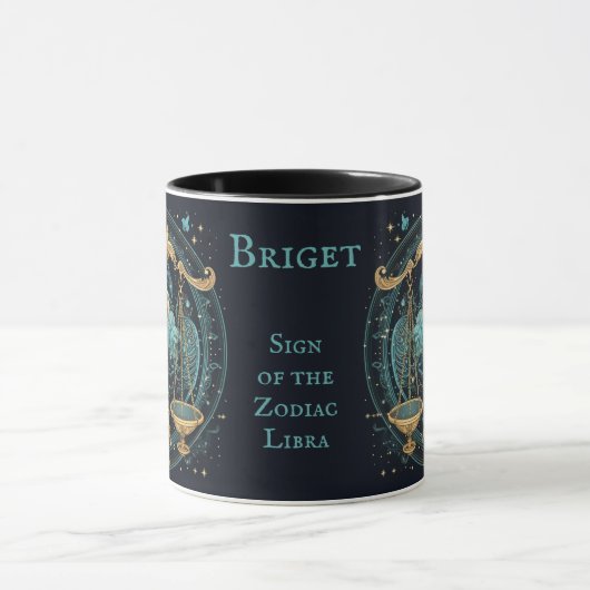 Mug Libra Anniversaire Cadeau Ajouter un nom Beau café (Centre)