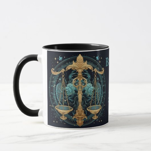 Mug Libra Anniversaire Cadeau Ajouter un nom Beau café (Gauche)