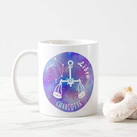 Mug Libra Scales Constellation Stations Nom Anniversai (Avec donut)