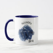 Mug Libra Starry Night Constellation Nom personnalisé (Gauche)