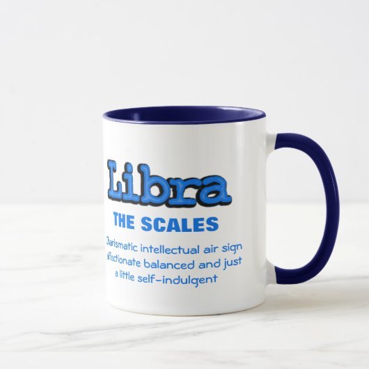 Mug Libra The Scales bleu blanc muscade astrologique (Droite)