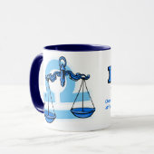 Mug Libra The Scales bleu blanc muscade astrologique (Devant gauche)