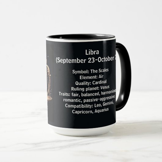 Mug Libra Zodiac Art for September 23–October 22 (Devant droit)
