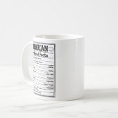 Mug Librarian Nutritional Facts Funny Book Lover (Devant gauche)