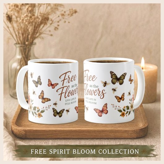 Mug Libre comme les Fleurs Graphique Boho