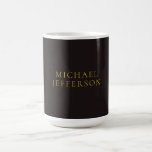Mug Licorice Black Gold Minimalist Plain Modern Name<br><div class="desc">Modern minimalist plain design</div>