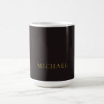 Mug Licorice Black Gold Minimalist Plain Modern Name<br><div class="desc">Modern minimalist plain design</div>