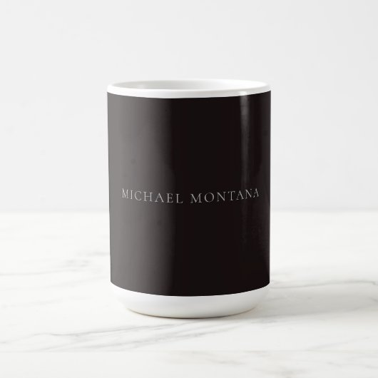 Mug Licorice Black Minimalist Plain Modern Own Name (Centre)