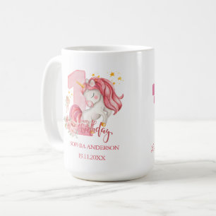 Mug Licorne 1er Anniversaire Fille Rose