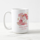 Mug Licorne 1er Anniversaire Fille Rose (Gauche)