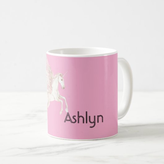 Mug licorne à ailes roses (Devant droit)