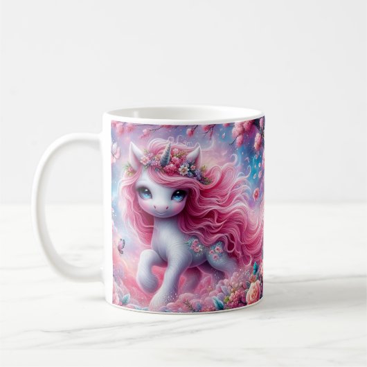 Mug Licorne à cœurs roses (Gauche)