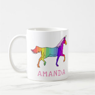 Mug Licorne arc-en-ciel jolie avec nom