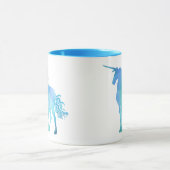 Mug Licorne bleue moderne de polygone (Centre)