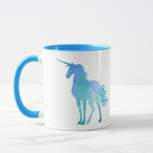 Mug Licorne bleue moderne de polygone (Gauche)