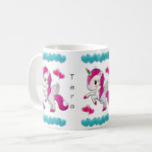 Mug Licorne Cœurs Bleus (Devant gauche)