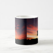 Mug Licorne Double Silhouette au Coucher du Soleil (Centre)