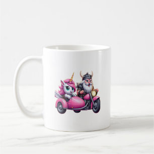 Mug Licorne Et Viking à Cheval Sur Une Moto Hommes Fem
