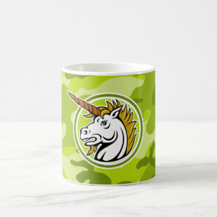 Mug Licorne fâchée ; camo vert clair, camouflage