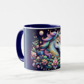 Mug Licorne Florale aux Tons de Bijoux Fantastique (Devant gauche)