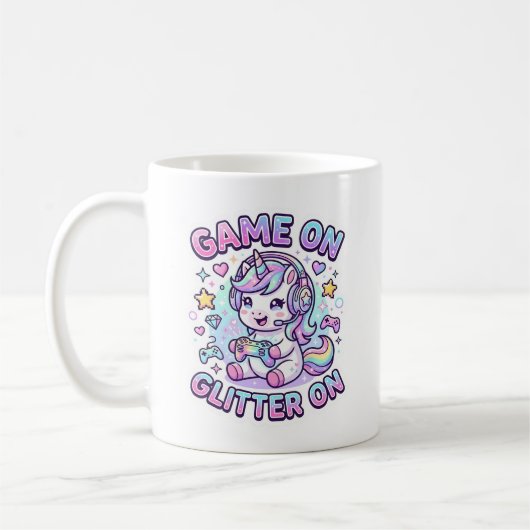 Mug Licorne Jeu Sur Paillettes Sur Graphisme Marchandi (Gauche)