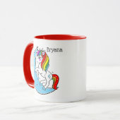 Mug Licorne Lune Bleue Céleste et Étoiles Arc-en-Ciel (Devant gauche)