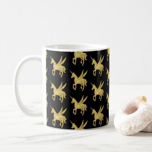 Mug licorne magique, licorne or, tendance (Avec donut)
