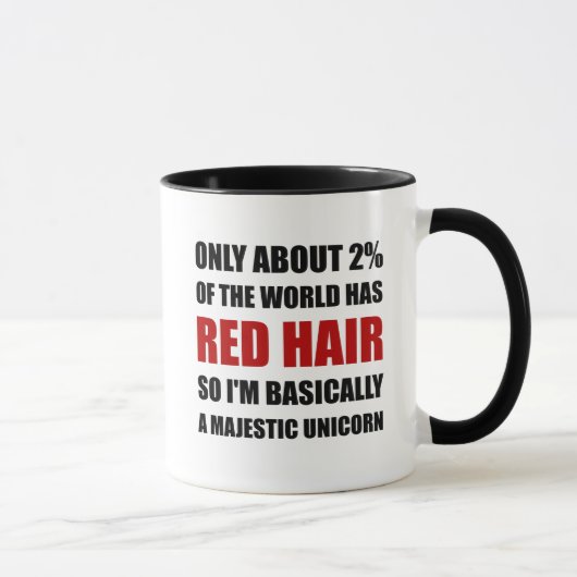 Mug Licorne majestueuse de cheveux rouges (Droite)