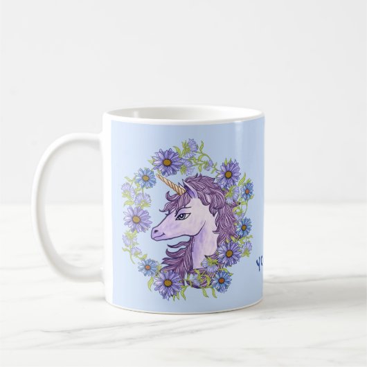 Mug Licorne Marguerites Bleues (Gauche)