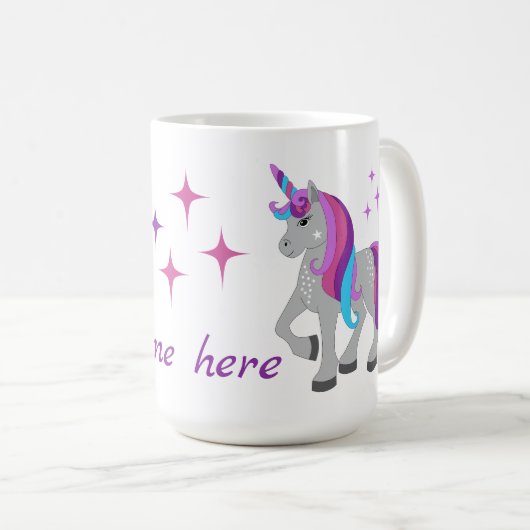 Mug Licorne Mignonne & Étoiles (Devant droit)