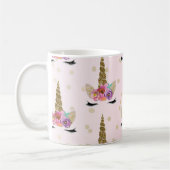 Mug Licorne moderne à paillettes roses et or avec une  (Gauche)