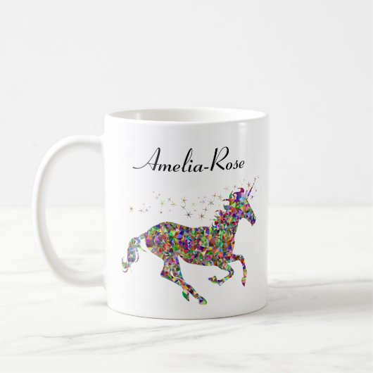 Mug licorne multicolore personnalisée (Gauche)