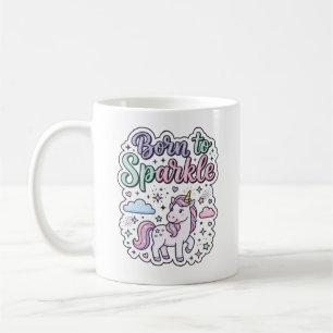 Mug Licorne née pour briller Graphisme Merch Desig
