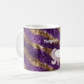 Mug Licorne Pailletée Or Violet Féminin   (Devant gauche)