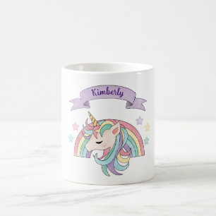 Mug Licorne pastel mignonne et arc-en-ciel scintillant