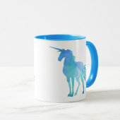 Mug Licorne Polygone Bleu Moderne (Devant droit)