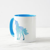 Mug Licorne Polygone Bleu Moderne (Devant gauche)