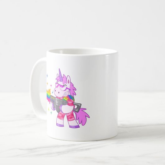 Mug Licorne pourpre - arme à feu (Devant gauche)