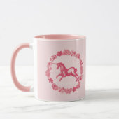 Mug Licorne rose et fleurs (Gauche)